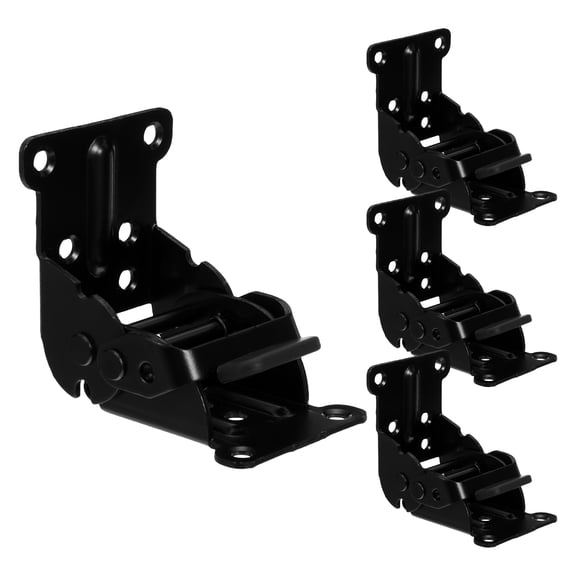 NICERIO 4-Pack Black Steel Folding Table Hinges with Self-Locking Mechanism, Furniture Hardware for Space Saving