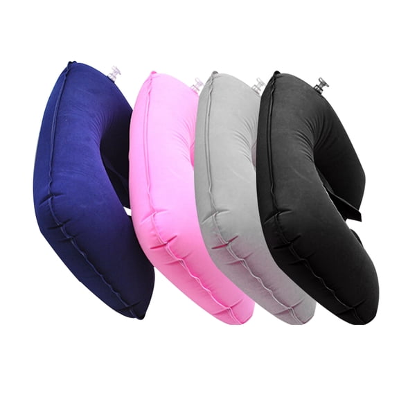 NICERIO 4Pcs Inflatable Neck Pillow Travel Use Soft Micro Velvet for Office Home Comfort