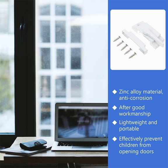 NICERIO 4Pcs Sliding Window Locks White Zinc Alloy Security Window Lock Stopper with Cam Hook