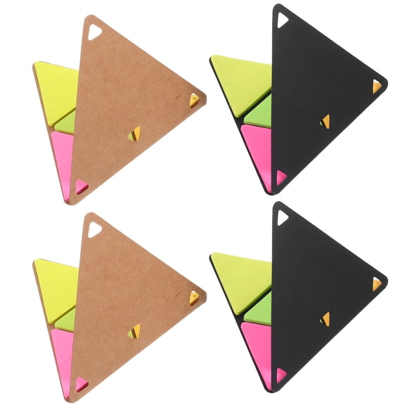 NICERIO 4Sets Triangular Small Writing Pads Waterproof Pet Material Color Coded Note Pads for Work Supplies