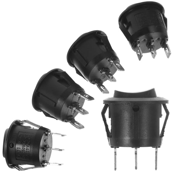 NICERIO 5Pcs Black Round Control Push Button Switch for Car Boat Water Dispenser