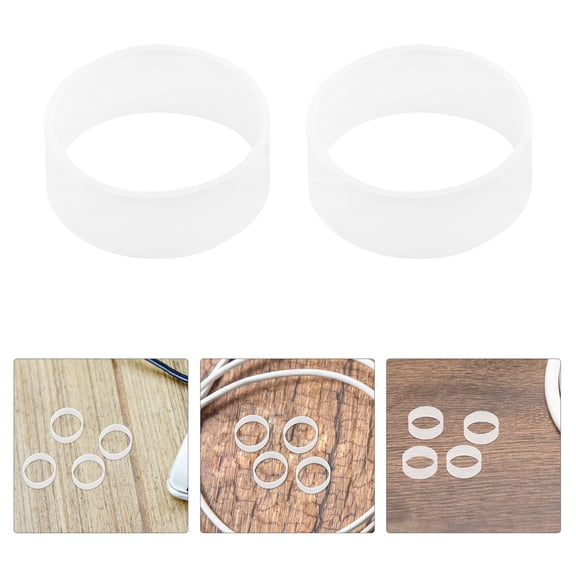 NICERIO 500Pcs Silicone Cable Ties Reusable Transparent Bands for Home Office Wire Organization