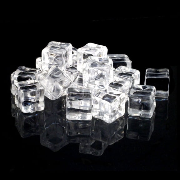 NICERIO 50Pcs Clear Acrylic Ice Cubes Decorative Reusable Transparent Display Props
