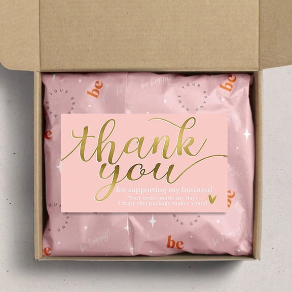NICERIO 50Pcs Pink Thank You Cards for Small Business Appreciation Elegant Paper Greeting Cards