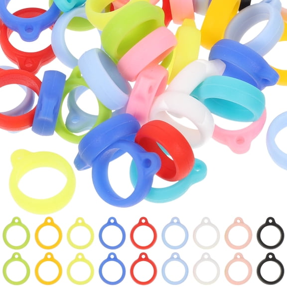 NICERIO 50Pcs Silicone Anti Lost Lanyard Ring Portable Hanging Rings Black for USB Stick Back to School