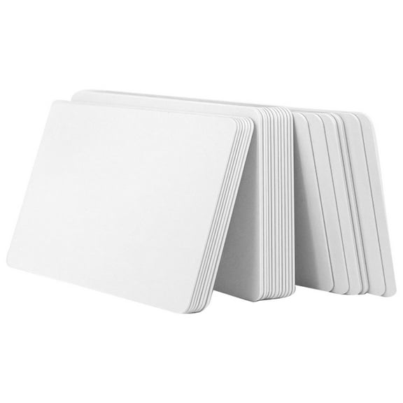 NICERIO 50Pcs White PVC Blank Plastic Tags Dual Side Durable Id Cards for Office Projects