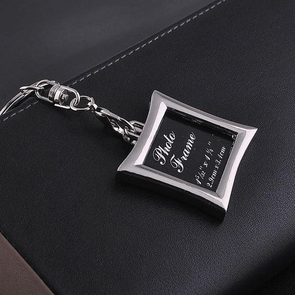 NICERIO 5Pcs Plated Silver Key Ring Photo Frame Holder Easy DIY for Family and Lover Pictures