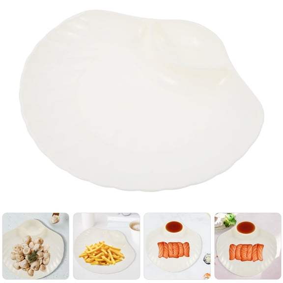 NICERIO 5Pcs White Seashell Plate Reusable Sushi Serving Tray Made from Safe PP Material for Home Use