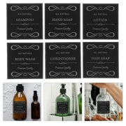 NICERIO Waterproof Labels PVC Self-Adhesive for Soap Dispensers Black Home Use 6Sheets