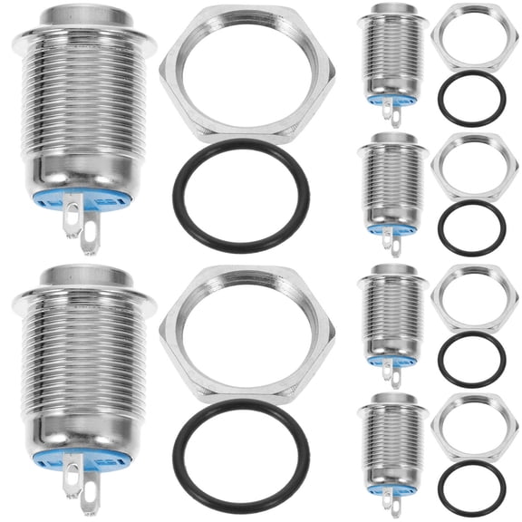 NICERIO 6Pcs Plated Silver Auto Reset Momentary Push Button Switch for Motorbike Car Truck