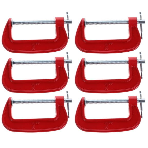NICERIO 6Pcs Heavy Duty Metal G Clamp with 77Mm Jaw Opening for Woodworking and Welding Projects in Red