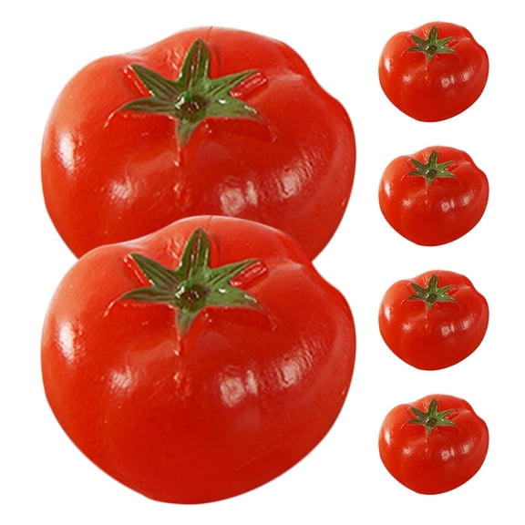 NICERIO 6Pcs Lifelike Artificial Cherry Tomato Models Red Decorative Vegetable for Photo Props