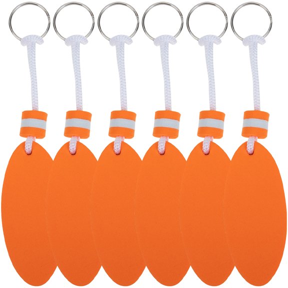 NICERIO 6Pcs Orange Floating Keychain Eva Material Durable Key Ring for Water Rafting and Boating