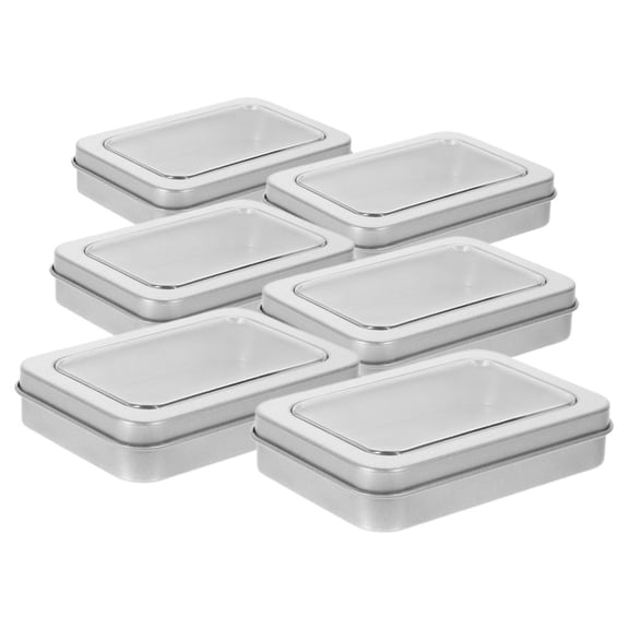 NICERIO 6Pcs Plastic Storage Box for Cards Silver Iron Holder Case for Collectors Shop Use