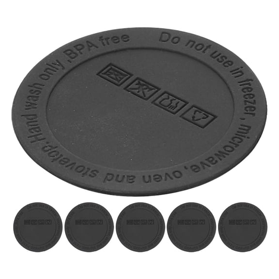 NICERIO 6Pcs Self Adhesive Rubber Cup Coasters Black Non Slip Heat Insulated Pads for Home Office Table Protection