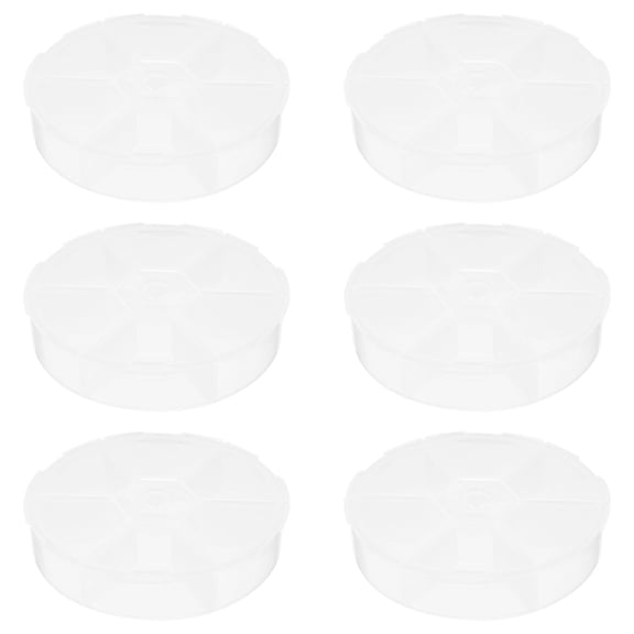 NICERIO 6pcs Clear Plastic Bead Container for Crayon Storage White Round Craft Box for Traveling Artists
