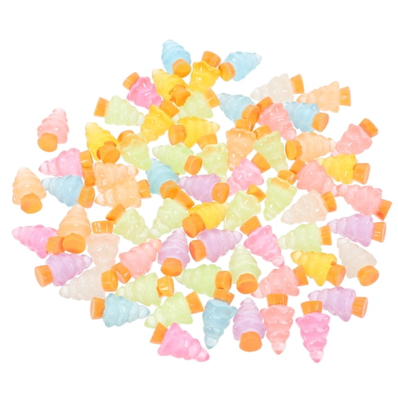 NICERIO 72Pcs Small Craft Pine Trees Resin Assorted Color Glow in The Dark Christmas Decorations