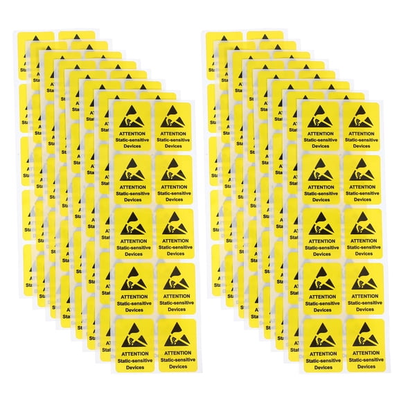 NICERIO 80Pcs Electrostatic Warning Stickers Yellow Self Adhesive for Keyboard Safety