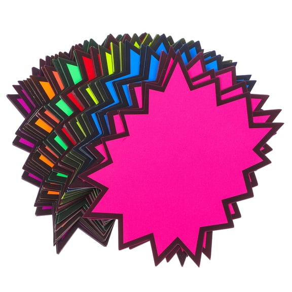 NICERIO 80Pcs Eyecatching Fluorescent Burst Retail Price Tags for Supermarket Store Sale and Display