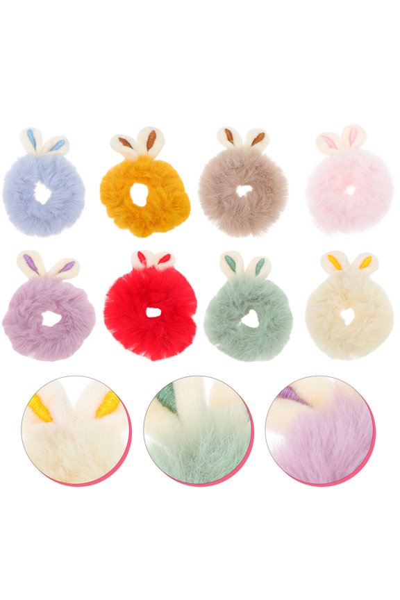 8Pcs Bunny Ear Design Hair Rings Elastic Hair Scrunchies Lightweight Decorative