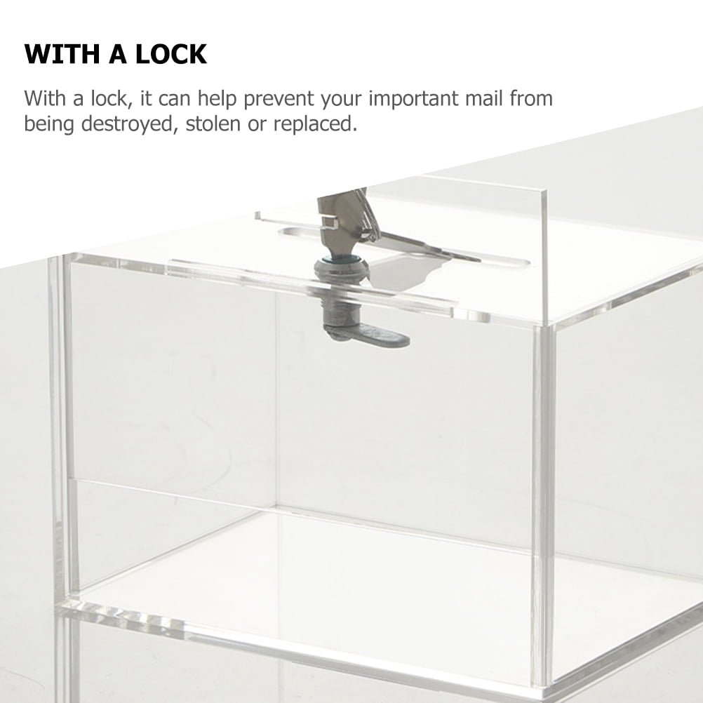 NICERIO Acrylic Donation Box with Lock for Secure Money Storage ...