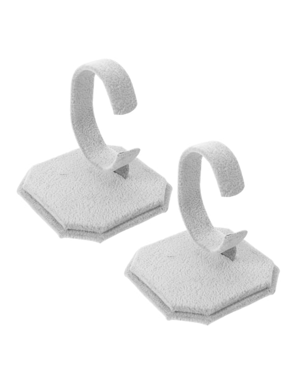 Grey Velvet Watch Display Stand, C-Shaped, Soft Material, Unisex, 2Pcs