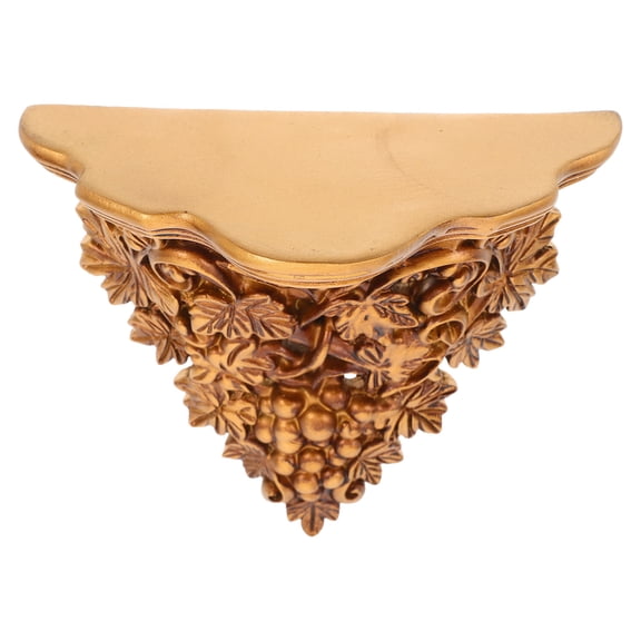 NICERIO Antique Style Plated Gold Decorative Wall Shelf with Carved Resin Corbels for Living Room