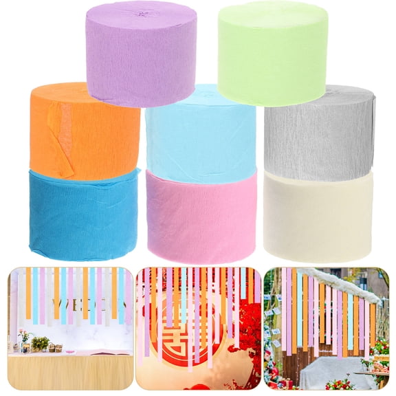 NICERIO Assorted Color Crepe Paper Streamer Rolls for DIY Projects and Art Craft 8Pack