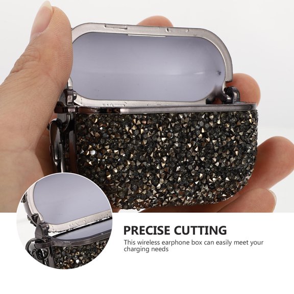 NICERIO Black Earphone Case Cover with Rhinestones, Lightweight Headset Protector for Earbuds, and Stylish
