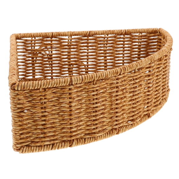NICERIO Light Brown Woven Triangle Basket Pe Metal for Home Bathroom Storage