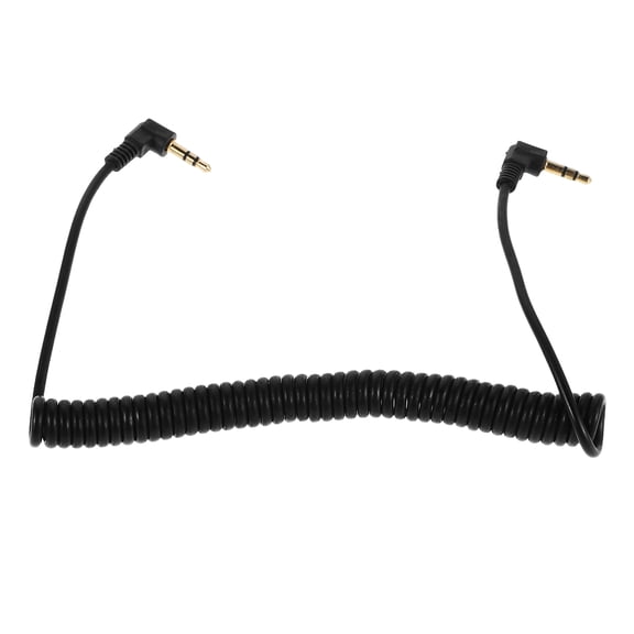 NICERIO Coiled Audio Cable in Black Copper for On-the-go Use with Right Angle Connection 1Pcs