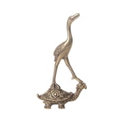 NICERIO Golden Brass Turtle Crane Figurine Retro Indoor Tabletop Ornament