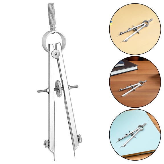 NICERIO Compact Multi Function Spring Compass in Plated Silver Metal for Designers and Artists