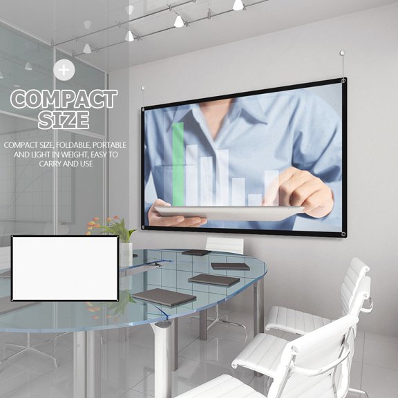 NICERIO Compact White Polyester Projector Screen Foldable and Portable for Home Theater Office Camping Use