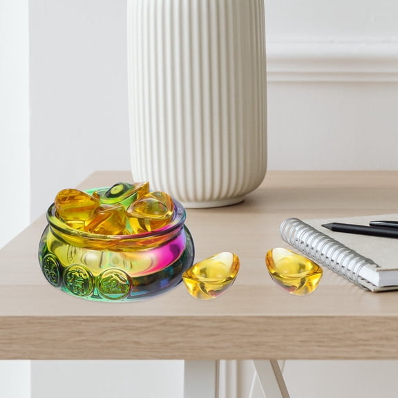 NICERIO Decorative Feng Shui Treasure Basin Crystal Cornucopia Tabletop Bowl for Office Home