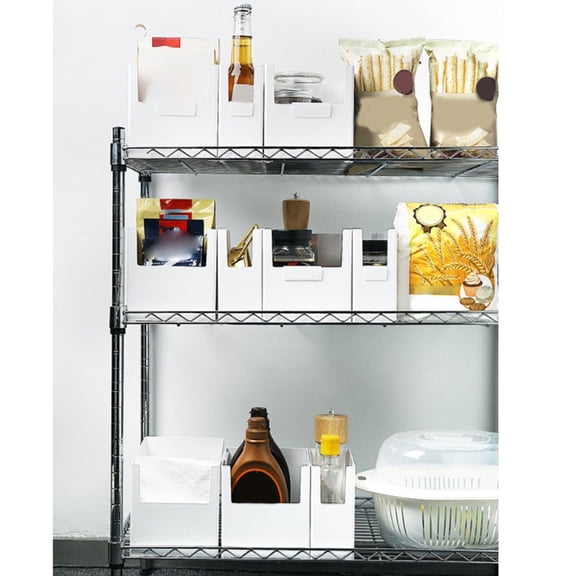 NICERIO Desktop Storage Organizer Stackable Storage Cube Narrow Large Style White for Home Decor 1Pack