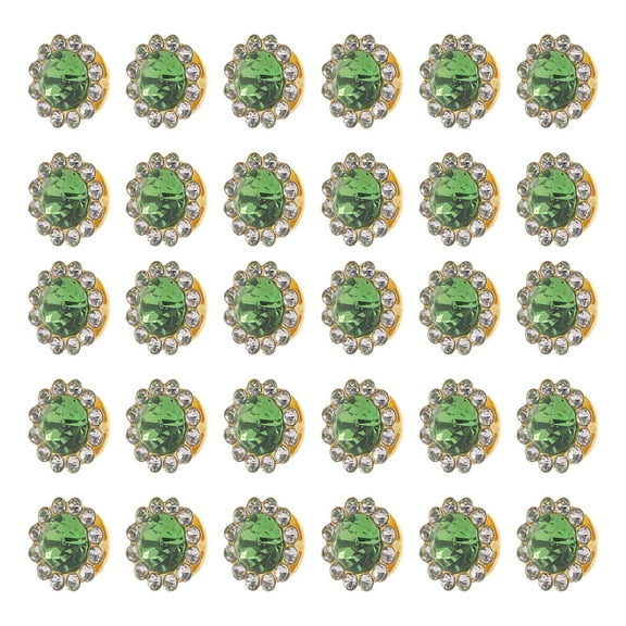 NICERIO Eco Friendly Green Glass Sewing Buttons with Sparkling Rhinestone Effect