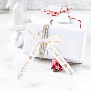 NICERIO Elegant White Bouquet Ribbon with Foil Print for Father's Day Wrapping and Decorative Cake Packaging