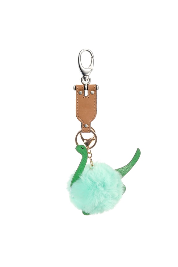 Fashionable Green Dinosaur Plush Ball Key Ring Holder for Phone and Car Decoration