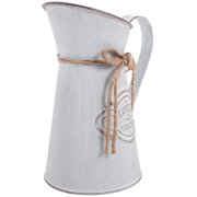 NICERIO Galvanized Metal Pitcher Vase Grey Rustic Flower Pot for Country Home Decoration