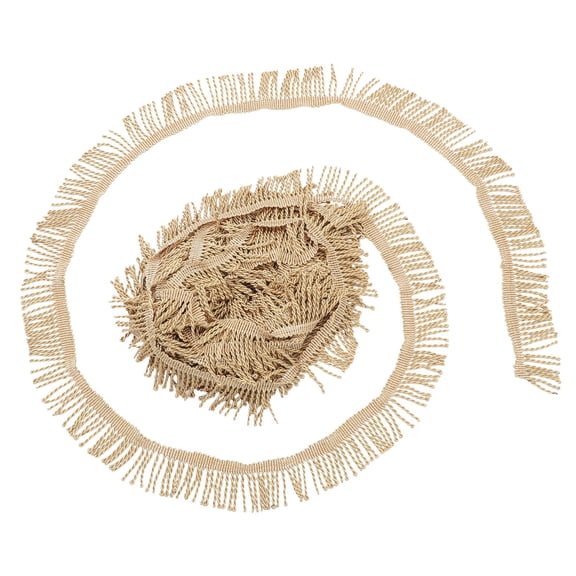 NICERIO Light Brown Polyester Trim with Plated Gold Tassels for Home Curtain Decor