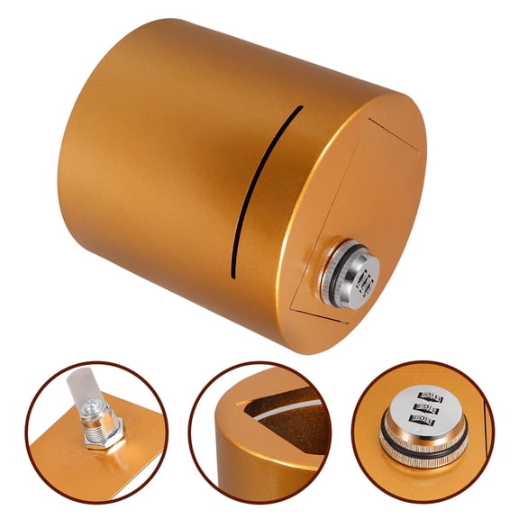 NICERIO Golden Metal Saving Bank for Adults Cylinder Coin Container Durable and Portable