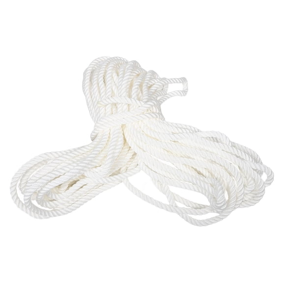 NICERIO Heavy Duty White Nylon Marine Rope for Boat Mooring and Docking with Abrasion Resistance