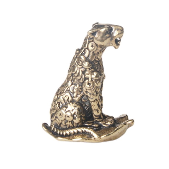 NICERIO Vintage Golden Brass Leopard Statue for Home and Desktop Decor