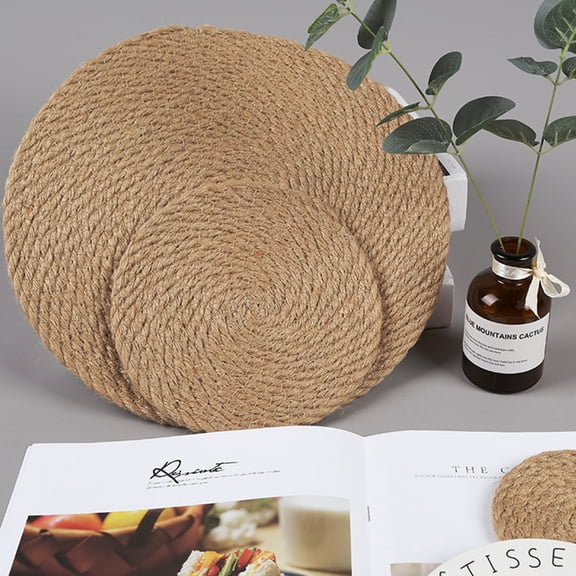 NICERIO Beige Linen Coasters Water Absorbent Heat Insulation Cup Mat for Kitchen Dining Room Table