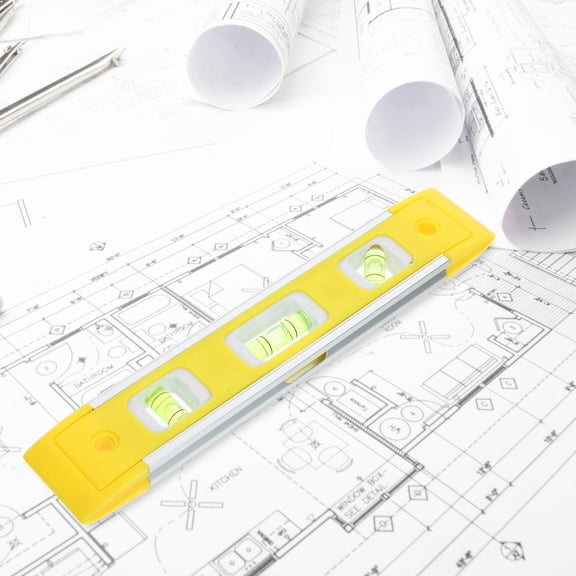 NICERIO Magnetic Aluminum Level Small Bubble Spirit Level Yellow for Home Use Accurate Measuring Tool