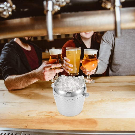 NICERIO Metal Ice Cube Bucket Stainless Steel Wine Beer Cooler for Bar and Party