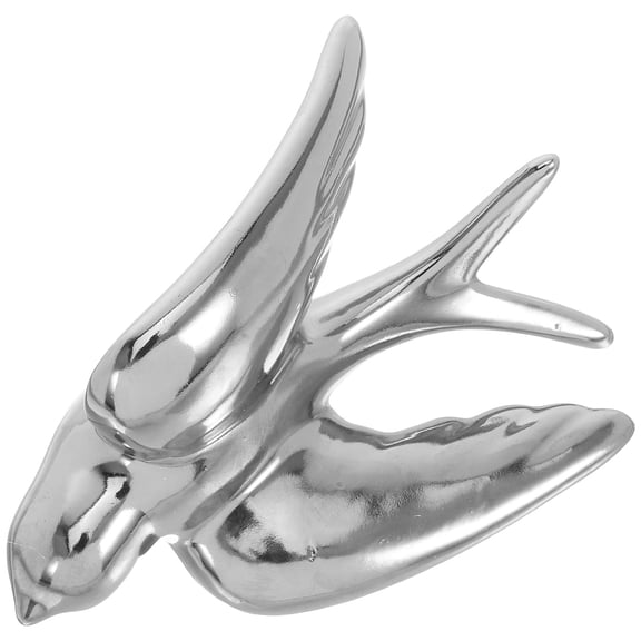 NICERIO Minimalist Plated Silver Ceramic Bird Wall Sculpture with 3D Flying Effect for Living Room