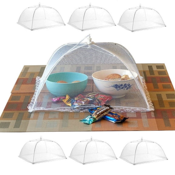 NICERIO Net Covers for Food Outside 6Pcs Reusable Mesh Tent Umbrella Clear View