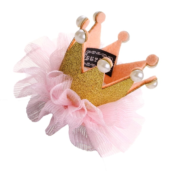 NICERIO Cat Birthday Crown Crown Shaped Headwear Golden Party Accessory Photo Shoot 1Pack
